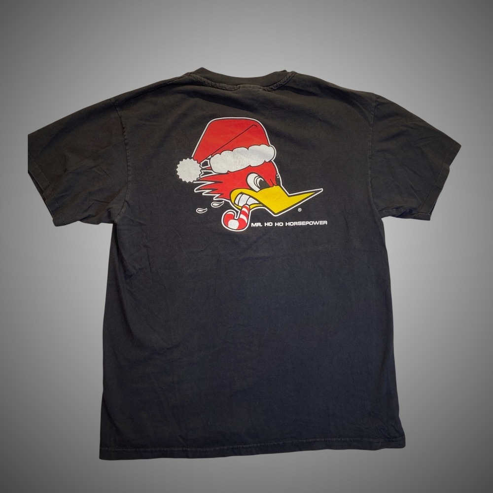 Vintage‎ Hanes Beefy-T Mr Ho Ho Horsepower Christmas Racing Shirt Black Large